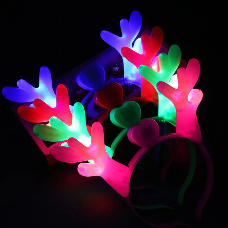  Sale Gafas Led 20pcslot Free Shipping Flash Colorful Christmas Party Headband Toy Deer Horns Led Glowing Kids Decoration (11)