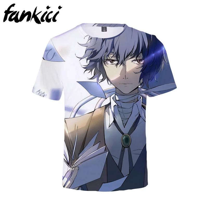 Футболка с аниме «Bungou Stray Dogs» женские и мужские топы с короткими рукавами, Детские повседневные футболки в стиле Харадзюку футболка с 3D рисунком Atsushi Dazai Chuya - Цвет: 12