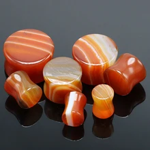 Jinzeyi красный камень ушная раковина эспандер стержень натуральный полосатый камень пирсинг в стиле панк ювелирные изделия анти-аллергические Европа и Америка