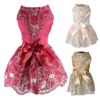

Pet Spring Summer Dress with Stereo Embroidery Small and Medium Dogs Girls Decorative Costume for dog Pet supplies
