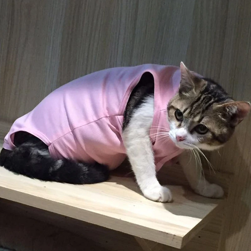 1 шт. хлопок кошка дышащий стерилизационный костюм розовый Pet хирургии реабилитационная Одежда Pet Cat восстановление костюм S-L A