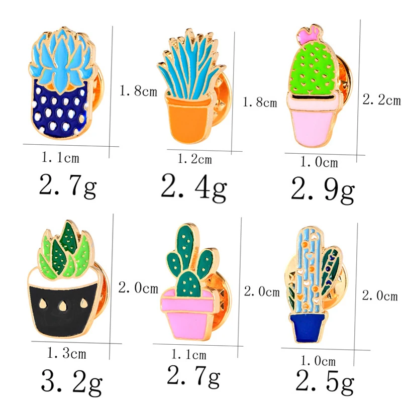 

New Cartoon Cactus Pins for Women Men Green Plants Brooches Cactus Badges Pins Bag Denim Jackets Accessories