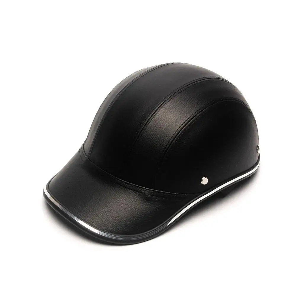 

Triclicks Half Helmet Motorcycle Bike Scooter Leather Baseball Cap Style Safety Helmet Harley Motocross Helmet Black Universal