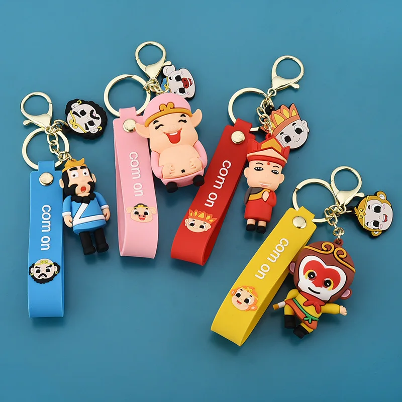 

The Classic "Journey To The West" Keychain Cartoon PVC Cute Monkey King Hero Car Key Chain Trinket Kid Toy KeyRing Charms