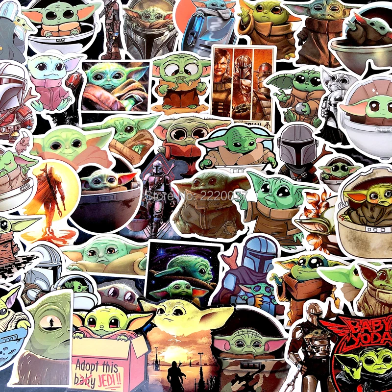 

50PCS The Mandalorian Baby Yoda Stickers For Laptop Motorcycle Waterproof Vinyl Decals Stickers Kids Toys