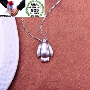 

OMHXZJ Wholesale European Fashion Woman Man Party Wedding Gift White Baymax 925 Sterling Silver Necklace Pendant Charm CA106