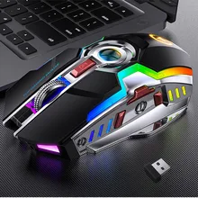 Kablosuz oyun fare şarj edilebilir 2.4G sessiz 1600DPI ergonomik 7 düğmeler LED arka işık USB optik fare Gamer PC dizüstü bilgisayar/dizüstü bilgisayar