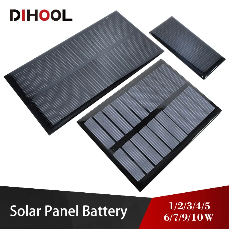 Panel Solar de 5v, 6v, 9v, 12v, 18v, célula Solar epoxi, 1w, 2w, 3w, 5w, 6w, 7w, 9w, 10w, cargador de batería para Mini sistema Solar