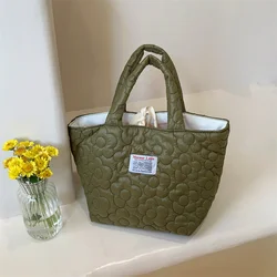 Mommy Single Shoulder Bag Creamy Color String Embroidery Cute Bread Mom Bag Outing Baby Diaper Lunch Bags Korea Simple Handbag