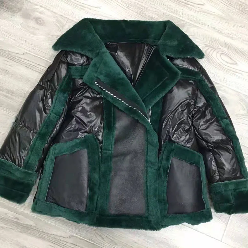 Куртка из натуральной кожи, пальто из овчины, натуральное пальто из натурального овечьего меха, женская одежда, лоскутный пуховик, manteau femme hiver