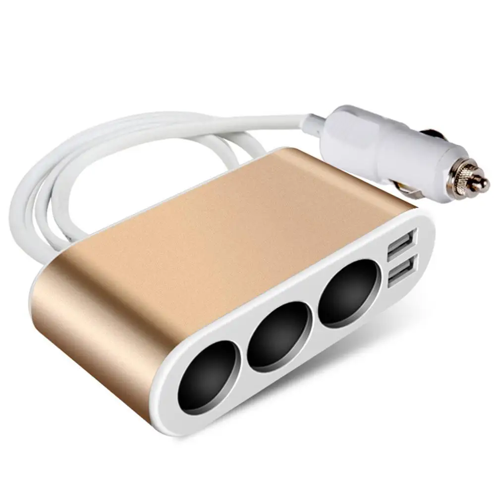 3 Way розетка для автомобильного прикуривателя Разветвитель зарядное устройство 3.1A Dual USB Автомобильное зарядное устройство адаптер питания Автомобильные аксессуары - Название цвета: gold1