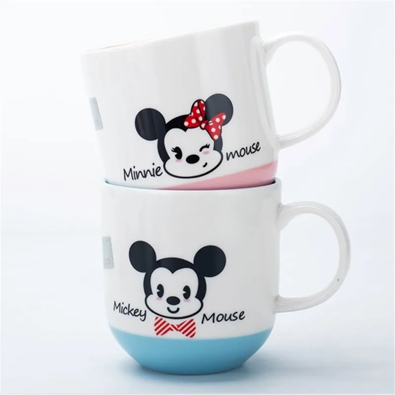 250 мл Дисней Минни Микки чашка для воды Молоко Кофе Чай керамическая кружка домашний офис Коллекция чашки любовь пара фестиваль подарочные кружки - Цвет: 08 two cups