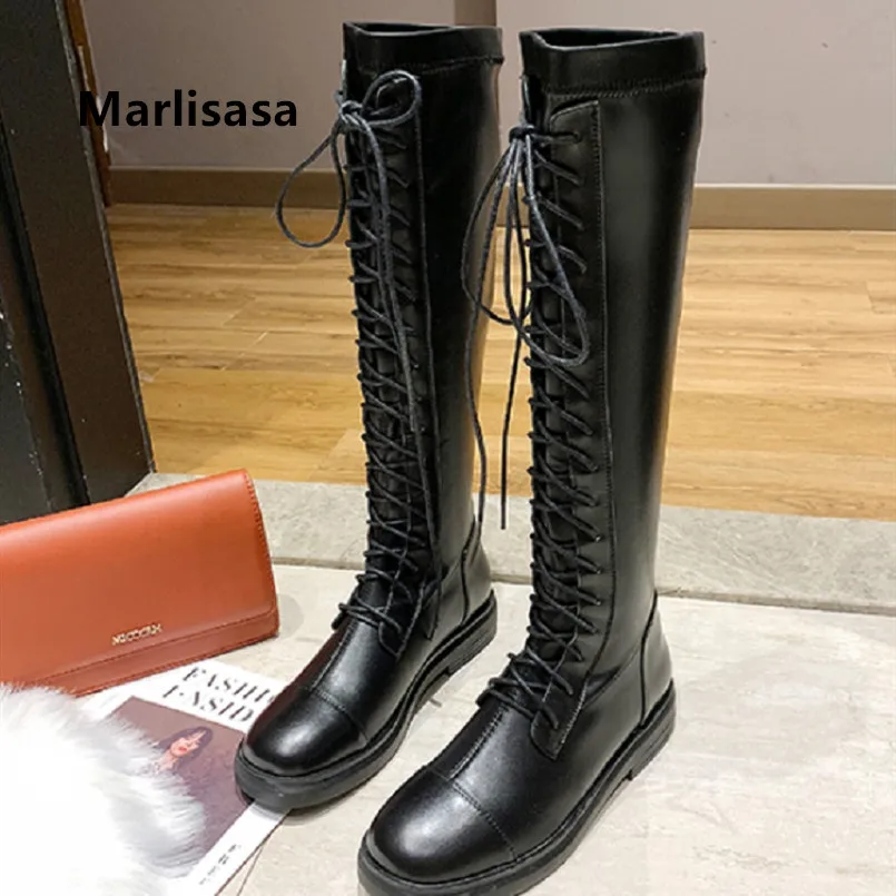 Marlisasa/Botas De Mujer; Женские Классические высокие сапоги из искусственной кожи высокого качества с круглым носком; Bottes Femmes; Модные женские ботинки; F7062