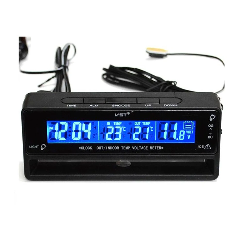 Автомобильный Автоматический цифровой часы термометр измеритель температуры напряжения батарея монитор