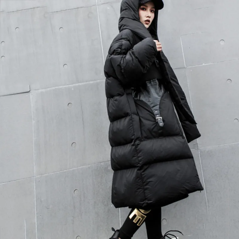 Fashion Tide NEW Autumn And Winter Women Fashion Original Styles Thick Cotton Padded Coat Pocket With Hat Parka WJ55511 LOOSE
