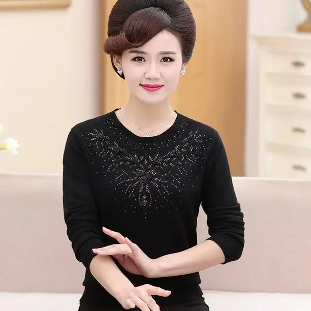 Женский кашемировый свитер среднего возраста Зимний пуловер однотонный вязаный