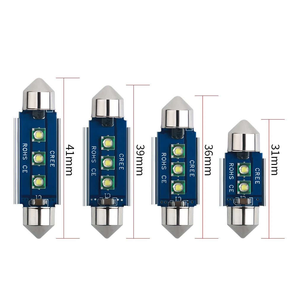 Canbus ���� �����Ʈ Ĩ �ڵ��� LED ���� �� ����, �ڵ��� ��ȣ�� ����, 12V ȭ��Ʈ, C5W, C10W, �佺��, 31mm, 36mm, 39mm, 41mm, 1 ��