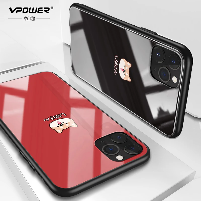 Чехол из закаленного стекла для iphone 11 pro max 6,5 6,1 защита животных милые чехлы для телефонов с улыбкой для iphone 11 pro стеклянная оболочка Крышка