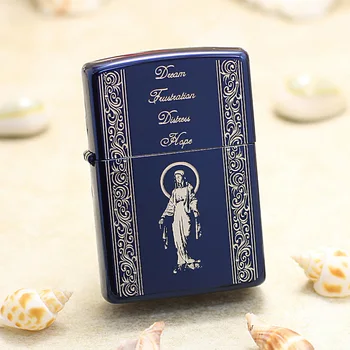 

Genuine Zippo oil lighter copper windproof Virgin Mary carving cigarette Kerosene lighters Gift With anti-counterfeiting code