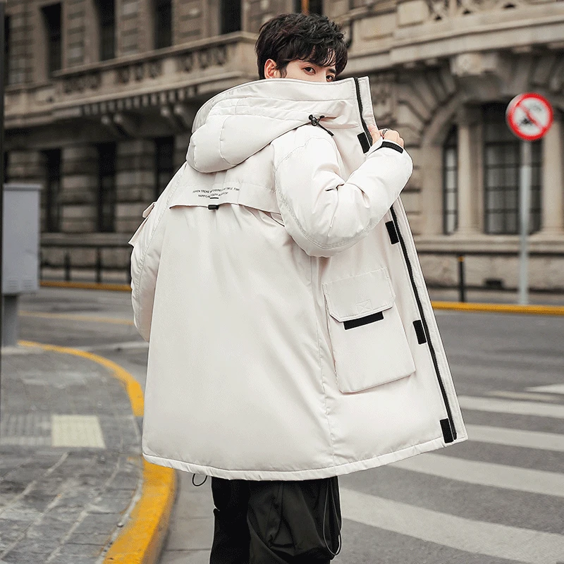Новинка, модная осенне-зимняя верхняя одежда, пуховик, Мужская ветрозащитная Водонепроницаемая парка на утином пуху, мужское длинное толстое теплое пальто