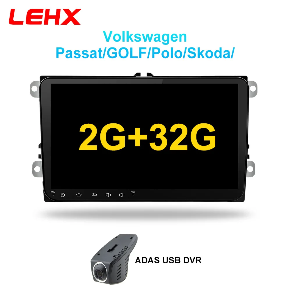 LEHX 9 дюймов Автомобильный Android 8,1 автомобильный Радио gps авто радио 2 Din USB для VW Skoda Octavia golf 5 6 touran passat B6 jetta polo tiguan - Цвет: LE-VW-32G-dvr