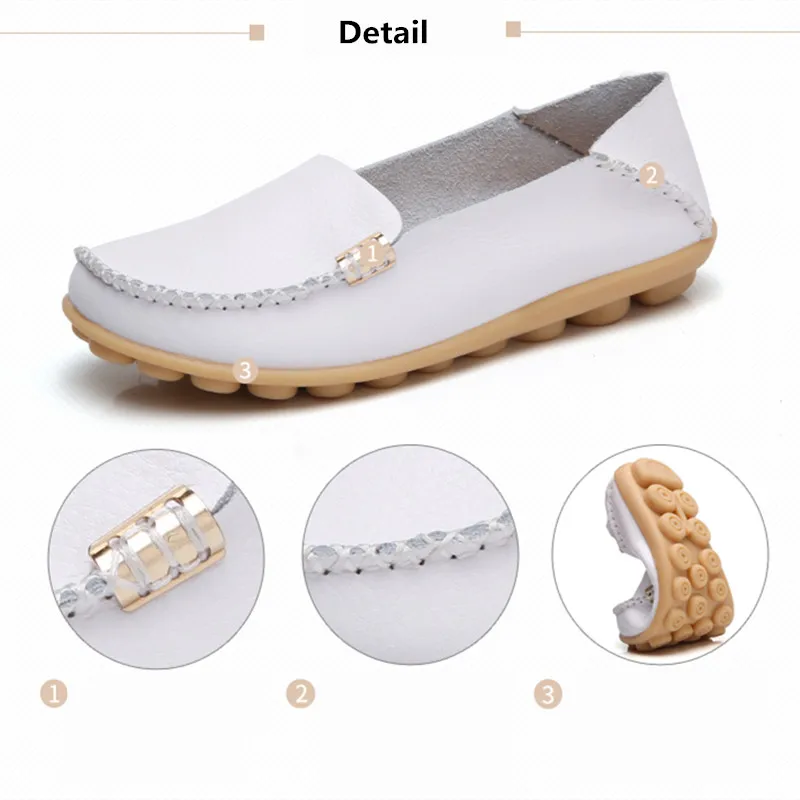 Summer Autumn Women Soft Genuine Leather Breathable Flats Non Slip on Casual Shoes with Round Toe for Mature Ladies Nurse 4