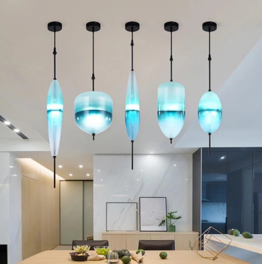 Lámpara colgante de cristal azul en forma de lágrima para sala de estar, moderna, nórdica, art deco, blanca, simple, restaurante y cocina|Luces colgantes| - AliExpress