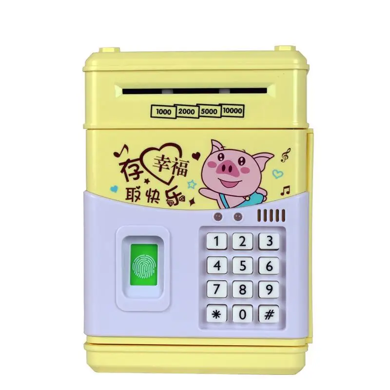 Детская Подарочная Электронная Копилка для хранения отпечатков пальцев, зондирующий пароль, копилка для денег, копилка для монет, коробка для банкоматов, сейф, Прямая - Цвет: 02