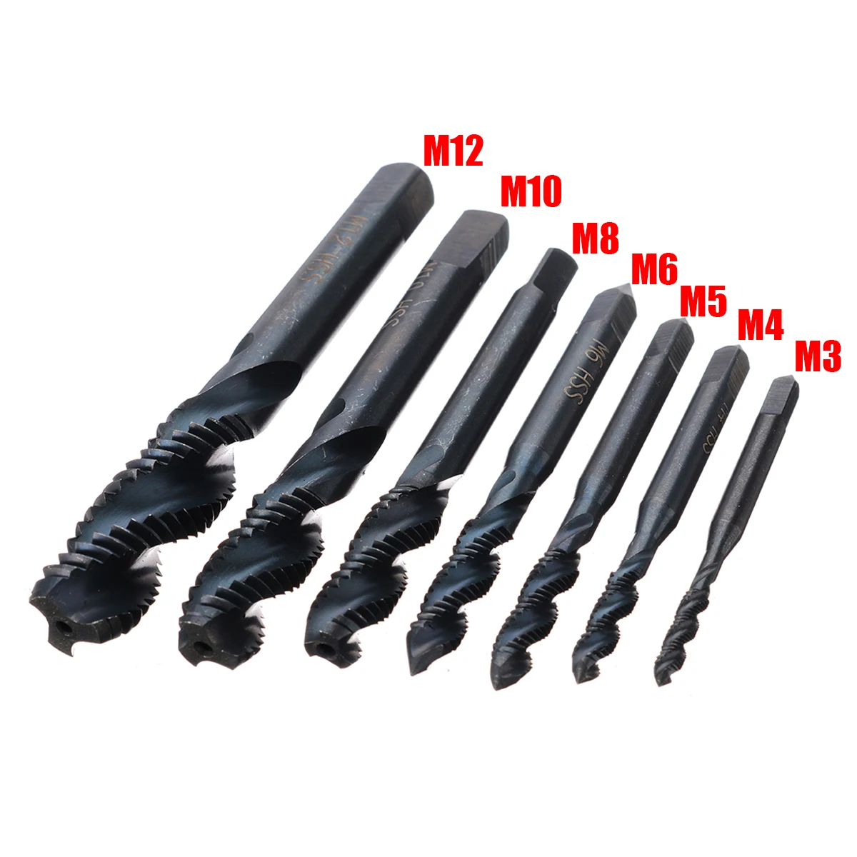 1set  M3 M4 M5 M6 M8 M10 M12 Metric Thread Spiral Screw Drill Bit Twist Drill Bits Set Power Tool Accessories