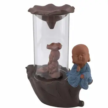 

The Little Monk Backflow Incense Burner With Protective Case Smoke Waterfall Ceramic Mountain River Handicraft Incense Holder