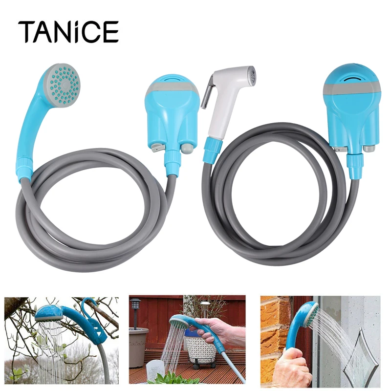 TANiCE-Kit de ducha portátil para exteriores, bombas de boquilla, juego de ducha de Camping portátil para el hogar y el coche, boquilla de ducha de mano compacta