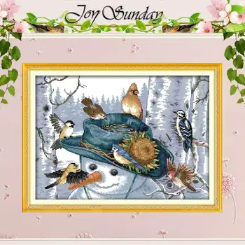 

The Snowman with Bird Pattern Counted Cross Stitch 11CT 14CT animals Cross-Stitch Kit Handmade Home Decor Embroidery Needlework