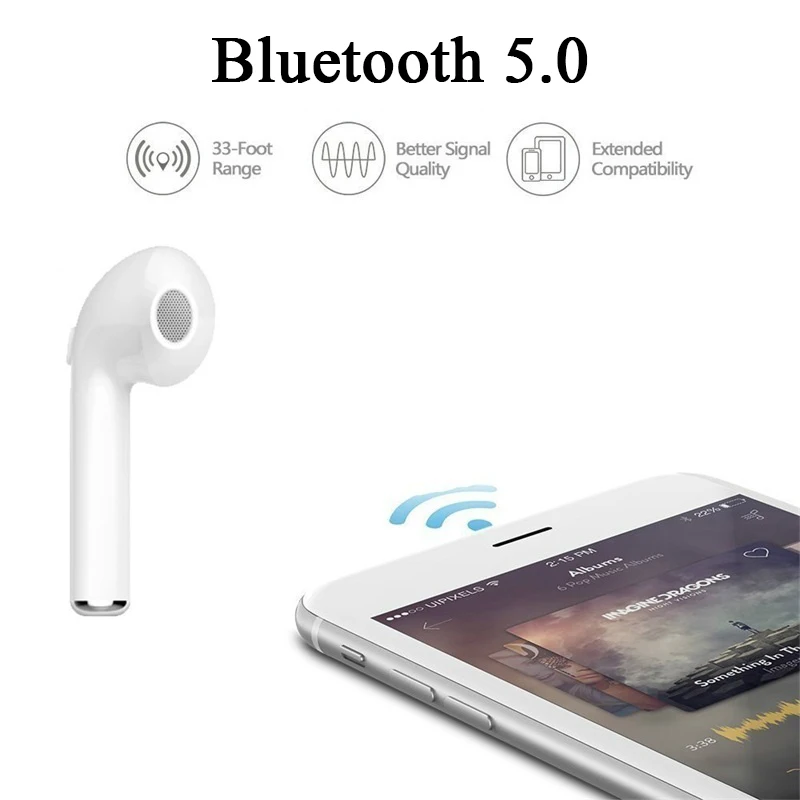 Беспроводные наушники Bluetooth 5,0 наушники i7 наушники для samsung Xiaomi Huawei VIVO Oppo телефон 3D Музыка Спорт одно правое ухо