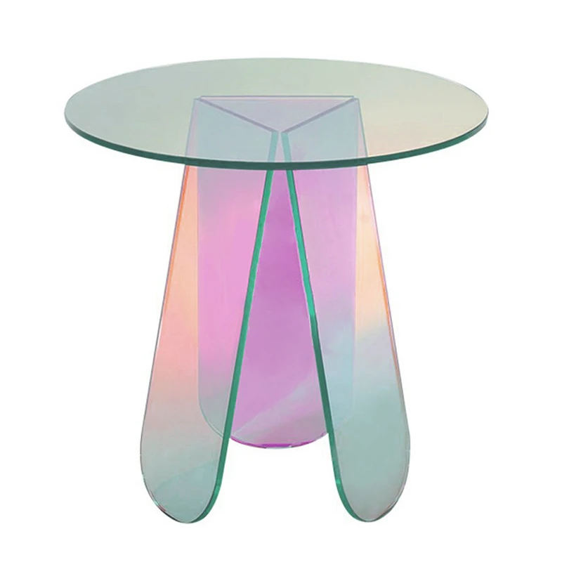 Nordic Colorful Glass Coffee Table Acrylic Transparent Table Designer Round Fairy Corner Sofa Side Table Coffee Tables Aliexpress