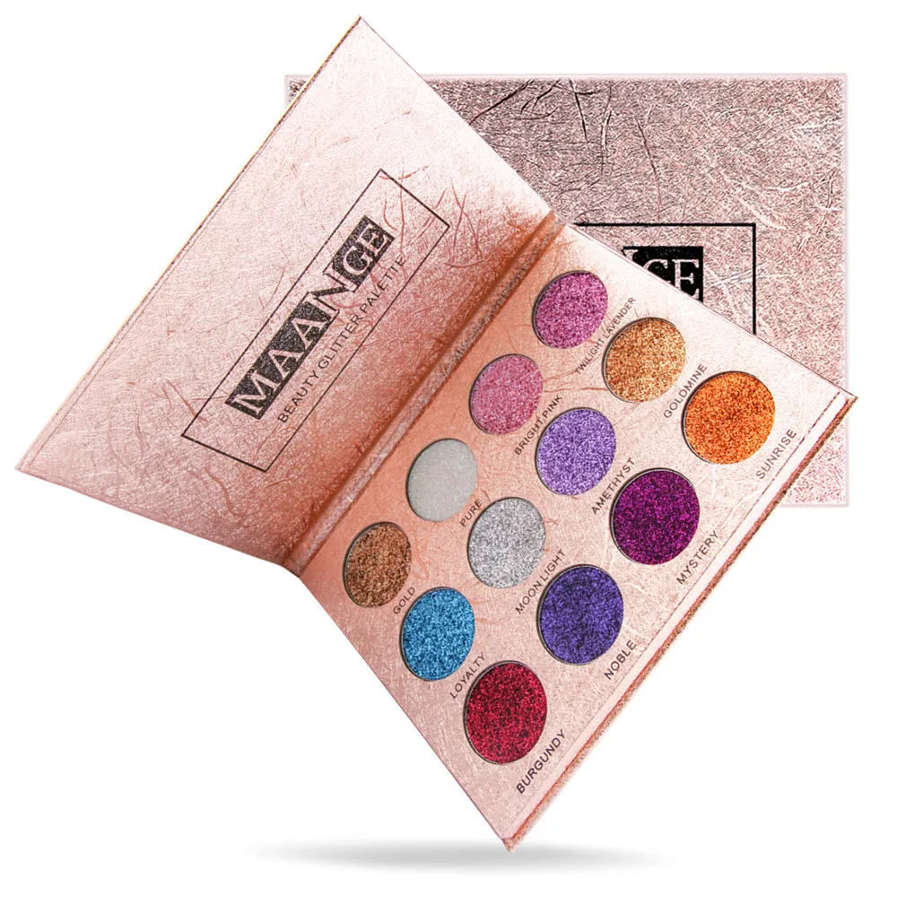 Модные блестящие тени для век, 12 цветов, палитра теней для век, роскошный золотисто-матовый цвет, палитра теней для век, D301029