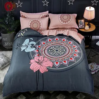 

China wind home textile supplies four sets of plant cashmere sanding printed bedding four sets of free shipping
