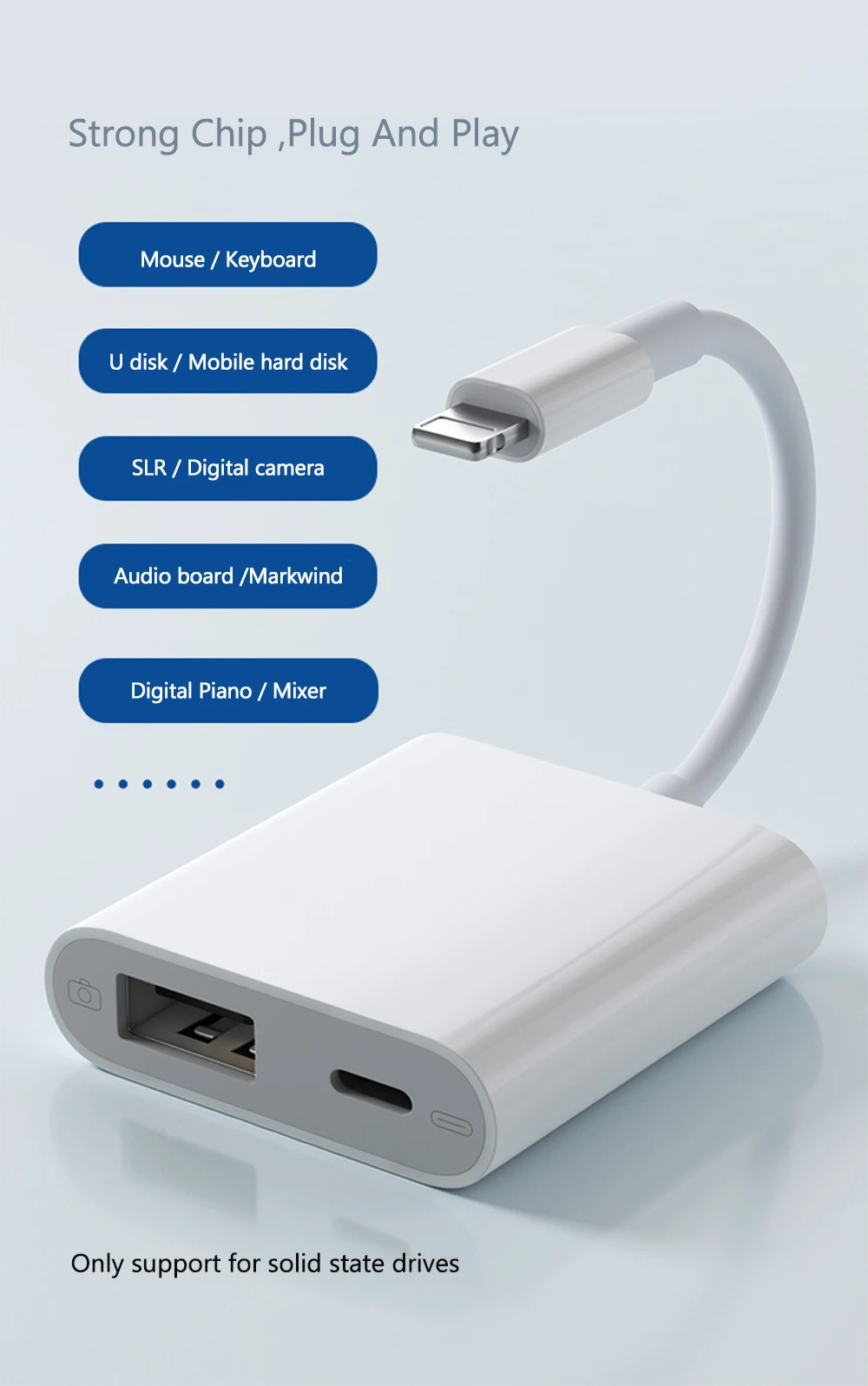 OTG адаптер для iPhone iPad 11 Pro X 8 USB камера адаптер с зарядным портом OTG кабель для USB флэш-накопитель кардридер Keyboad