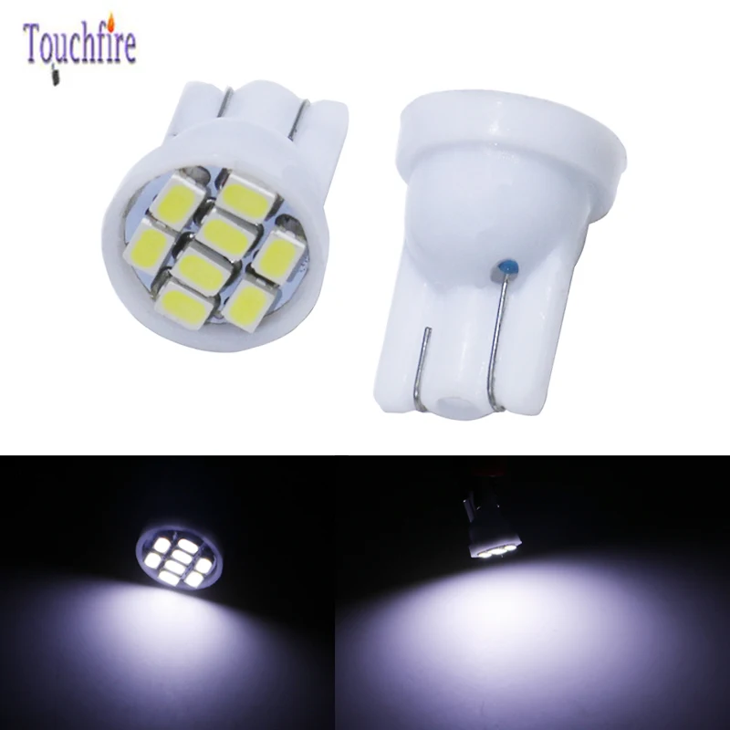 

100pcs T10 W5W 8 smd Led Car bulbs 194 168 192 1206SMD Auto Wedge Map lamp Reading Clearance Lights 12V wholesale white blue