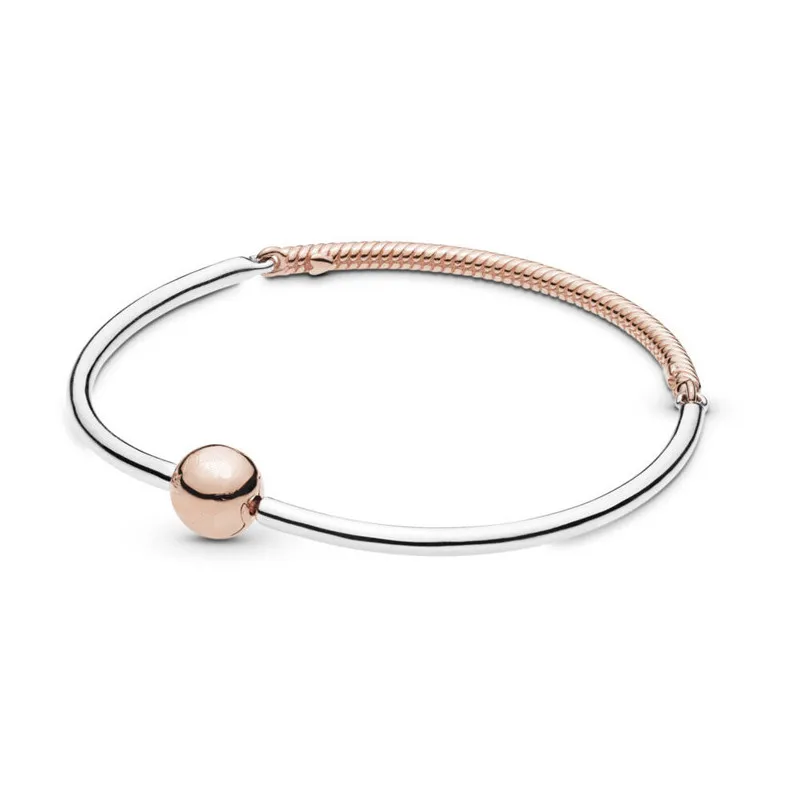 

Three Link Bangle Bracelet Signature Round Ball Clasp Rose Golden Jewelry DIY Charms Bracelets & Bangles for Women 2019 Summer