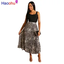 HAOOHU/женская летняя и осенняя плиссированная юбка до середины икры с принтом «Галактика» и принтом в виде галстука, модная повседневная юбка