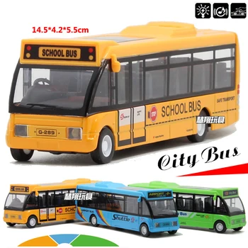 

1:38 Diecast Alloy Bus Model City Toy Car Light and Music Pull Back Function 3 Colors Optional Toys for Children Adults