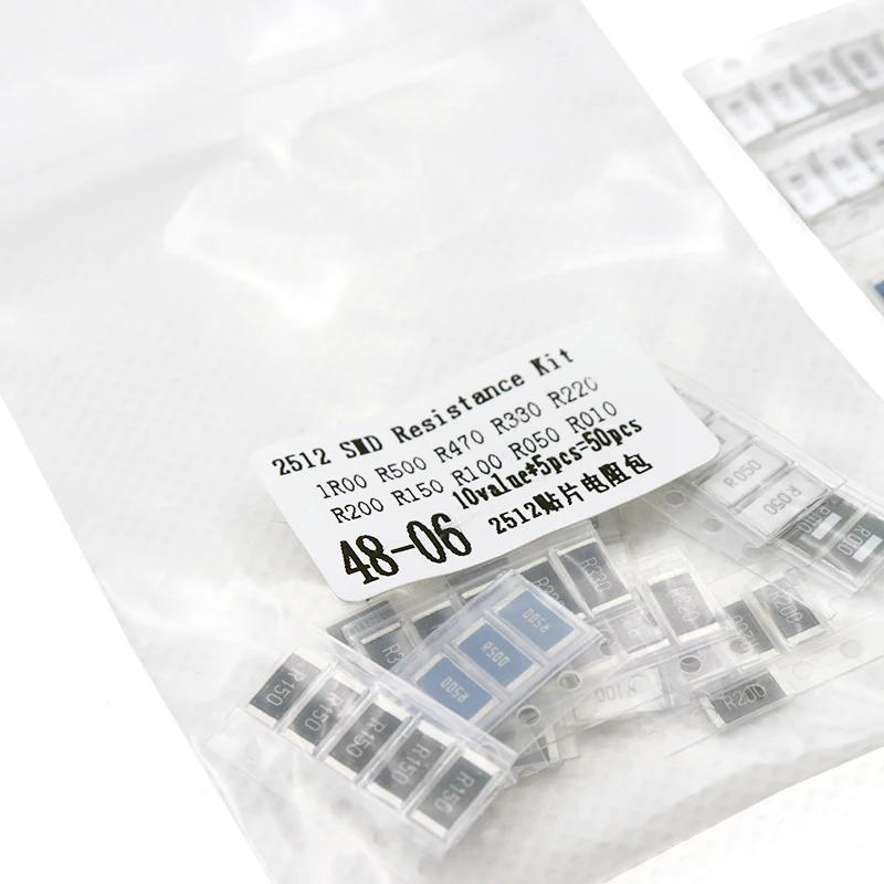 50 шт. 1% 2512 SMD комплект образцов резистора 10 стоимостей 5 = 1R00 R500 R470 R330 R220 R200 R150 R100 R050