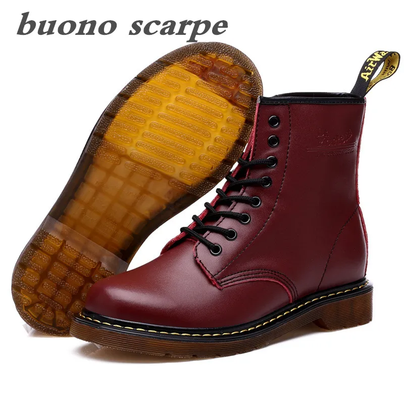 

Woman Leather Shoes Flat Platform Boots Ladies Autumn Winter Boots Dr.Motorcycle Lace Up Botas