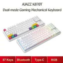 Ajazz k870t 87 teclas rgb teclado mecânico sem fio bluetooth + tipo-c modo duplo interruptor mecânico teclado de jogos para pc