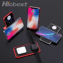 Алюминиевая Беспроводная зарядная подставка для iPhone Watch Airpods Беспроводная зарядка индукционное зарядное устройство для iPhone 11 Pro Apple Watch 5 4 3