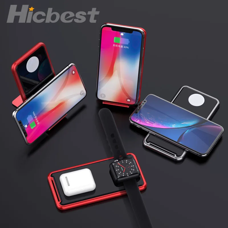 Алюминиевая Беспроводная зарядная подставка для iPhone Watch Airpods зарядка