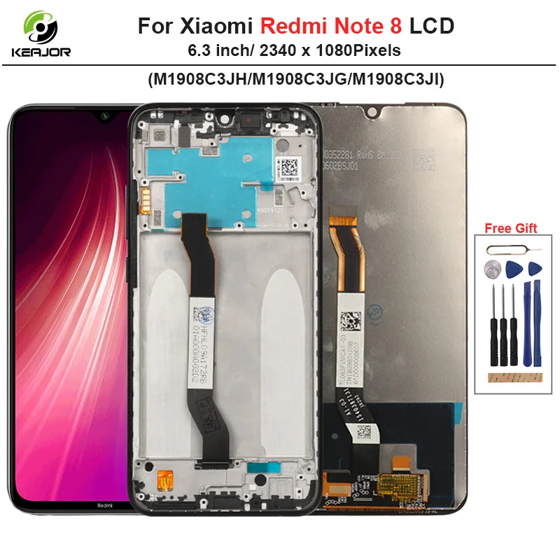 

6.3" Display For Xiaomi Redmi Note 8 LCD Display Touch Screen With Frame Digitizer Assembly Replacement For Redmi Note 8 Display