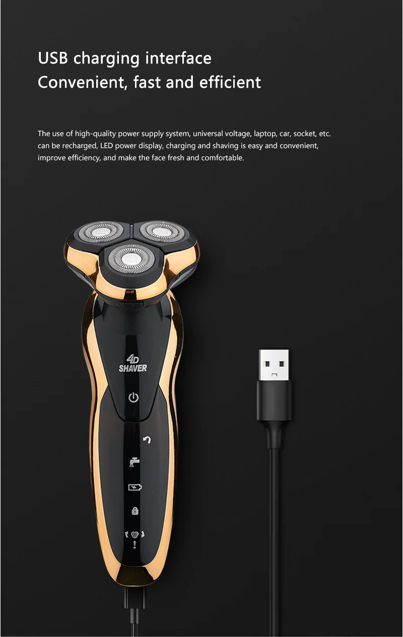 Electric Shaver For Men Rechargeable Men Electric Razor USB 3Blades Portable Water Proof Shaving Machine ZOZEN Electric Shavers