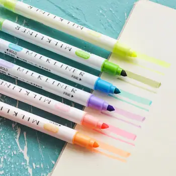 

12PCS School Highlighter Pen Students Mildliner Highlighters Marker Brush Pens Pastel Markers Watercolor Fluorescent Pen Drawing
