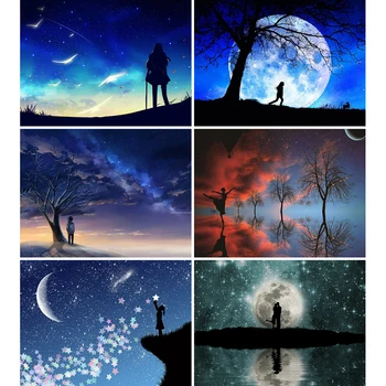 

DIY Painting By Numbers Moon Oil Coloring By Numbers Landscape 40x50cm Wall Art Canvas Picture Hand Painted Home Decoration